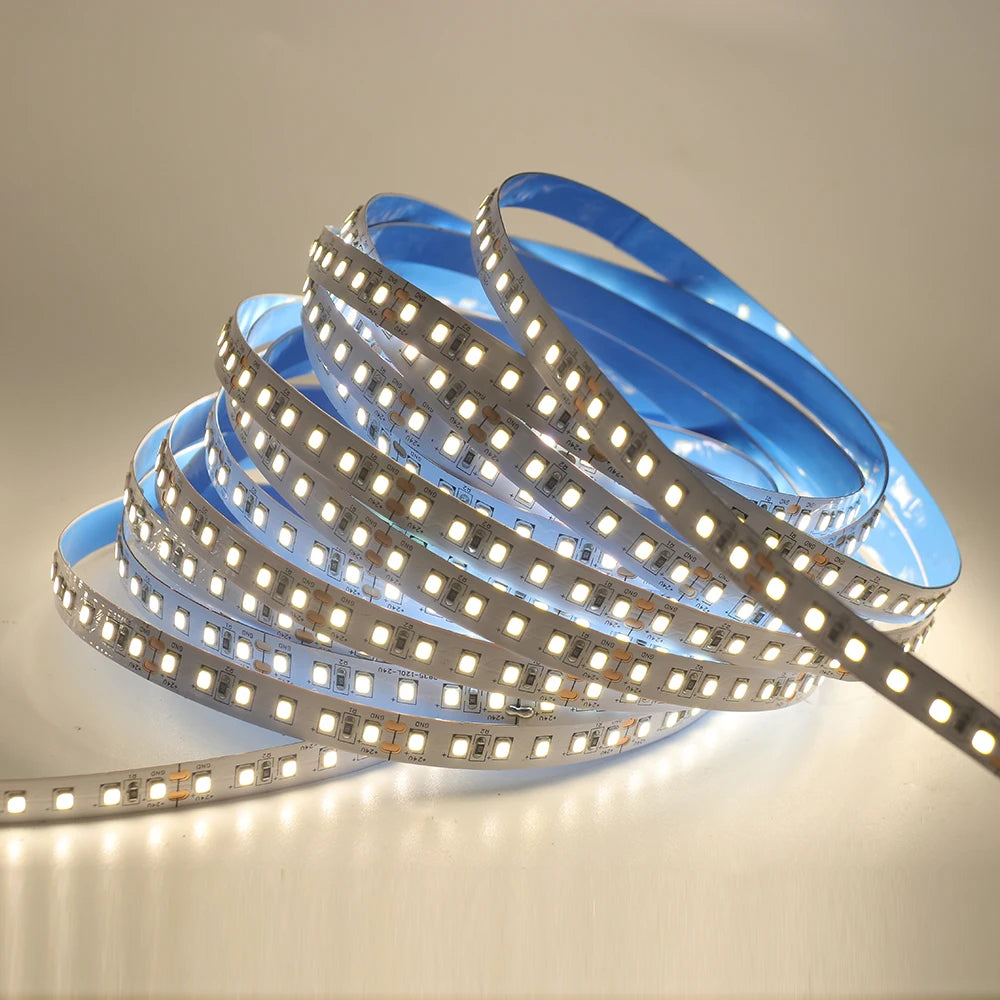 SMD2835 LED Strip Light 12V/24V – 5m/10m/15m/20m Tape, 60/120/240/480 LEDs/m, Warm/Natural/Cold White, IP21/IP65