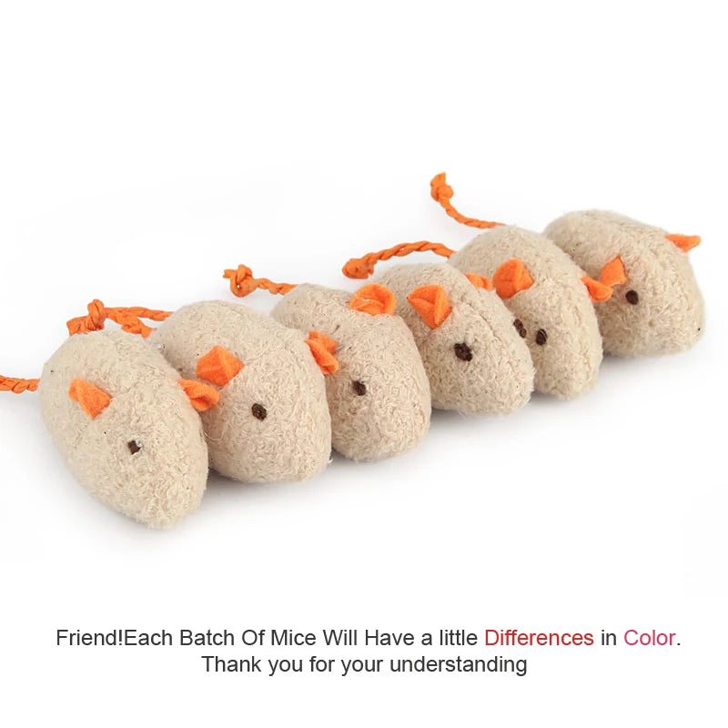 6-Pack Catnip Plush Mouse Toys for Cats & Kittens, 2.2 in (5.5 cm) Interactive Catnip Mice – Mixed Colors
