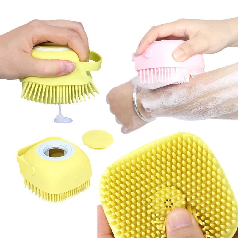 Silicone Shampoo & Bath Scrubber - Dual-Sided Body Massage Brush for Baby, Kids & Adults
