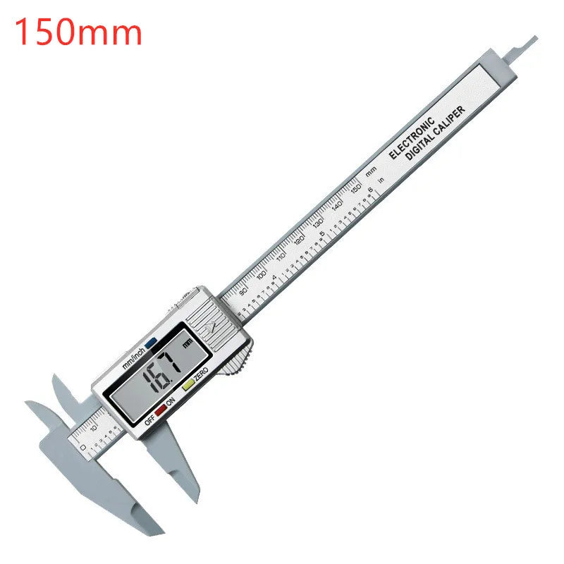 Digital Vernier Caliper 150mm & 100mm (6in/4in) LCD Electronic Measuring Gauge - Carbon Fiber Style