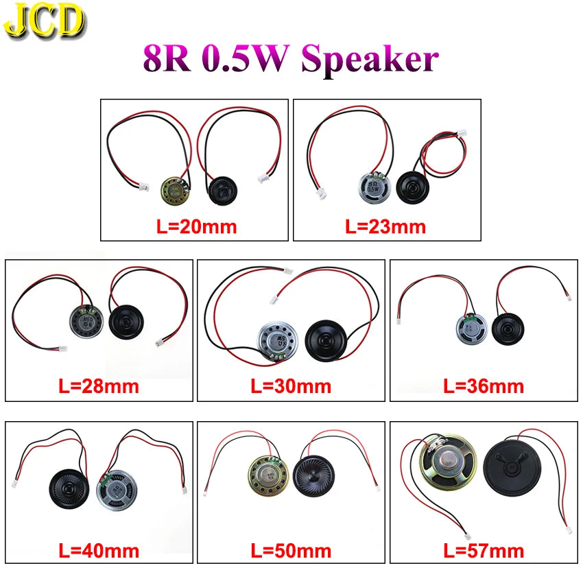8Ω 0.5W Mini Ultra-Thin Horn Speaker 20–57mm (0.79–2.24in) with P2.0 Terminal Wire