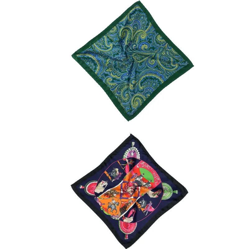 Men's Printed Pocket Square Handkerchief 9.1 x 9.1 in (23 x 23 cm) Paisley Retro Dress Hanky