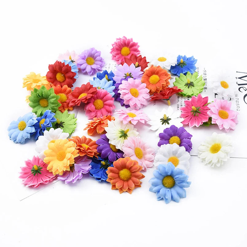Artificial Silk Daisy Flowers 30/50/100-Pack 5 cm (2 in) for Home Decor, Wedding, Vase, Table, Wreaths and DIY Crafts