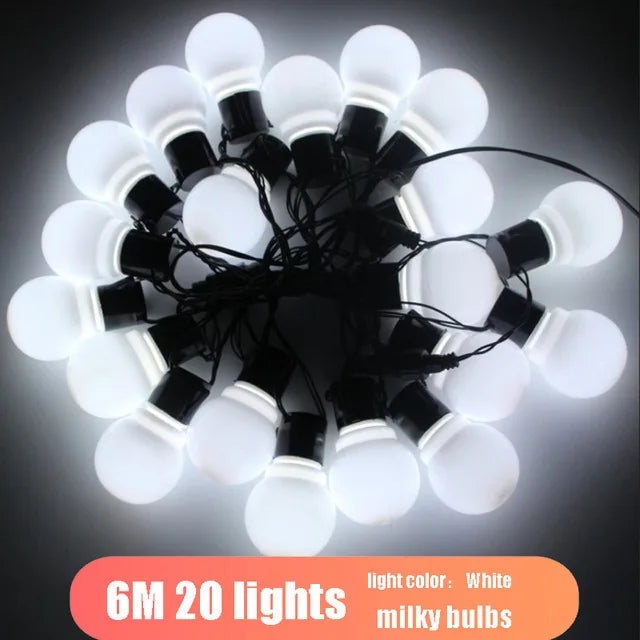 LED Globe String Lights 6m/10m (20/38 Bulbs) Waterproof Outdoor White/Warm White - Wedding Party Garden Christmas