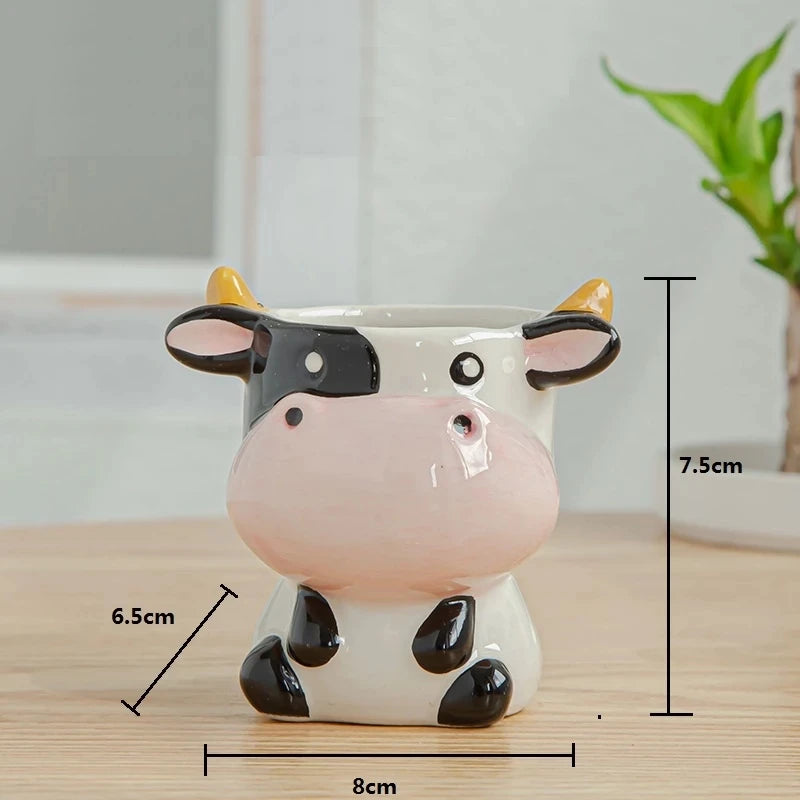 Nordic Ceramic Animal Mini Planters - Zebra, Sheep & Cow Head Succulent and Bonsai Pots for Home Decor