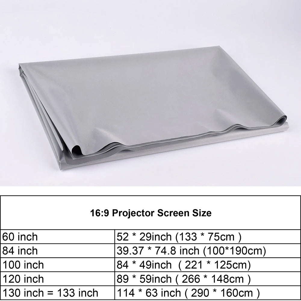 High Brightness Ambient Light Rejecting Portable Projector Screen 16:9 — 60–133 Inch (152–338 cm) Reflective Fabric for Home Theater