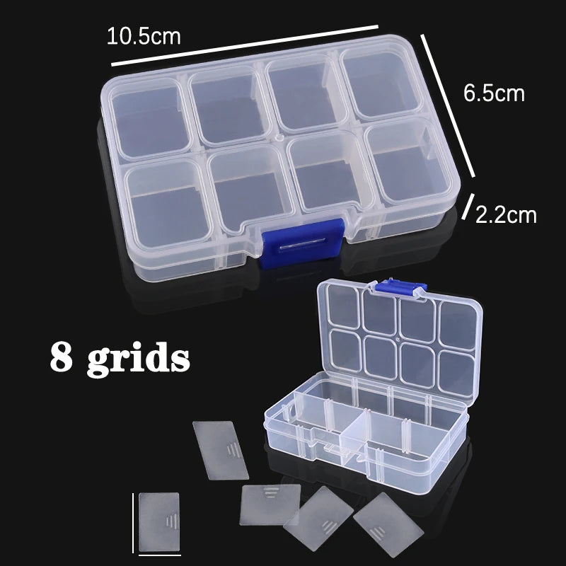 Adjustable Plastic Jewelry Organizer Box 10/15/24 Compartment Bead & Craft Storage Case