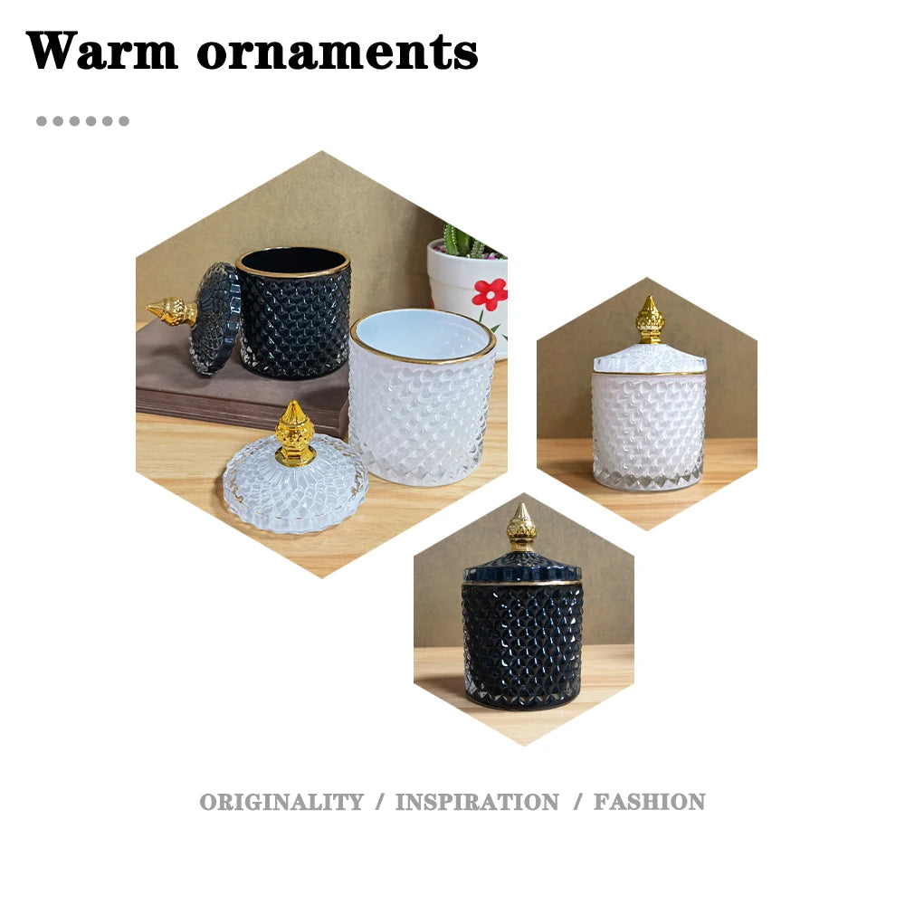 Luxury Glass Storage Jar with Lid, Aromatherapy Bottle & Minimalist Cotton Swab and Jewelry Organizer