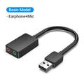 USB External Sound Card Adapter - USB to 3.5mm Audio Interface for PC, Laptop, PS4 Headset & Microphone