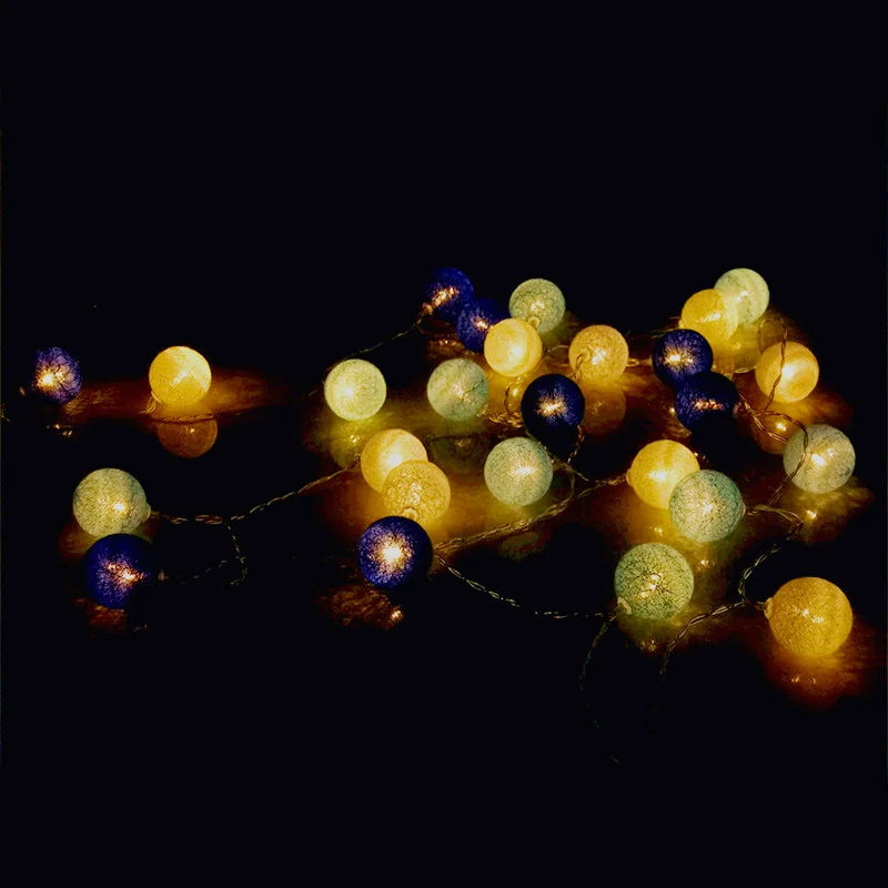 10/20/30 LED Cotton Ball String Lights – USB & Battery Fairy Lights for Home, Wedding, Party, Christmas