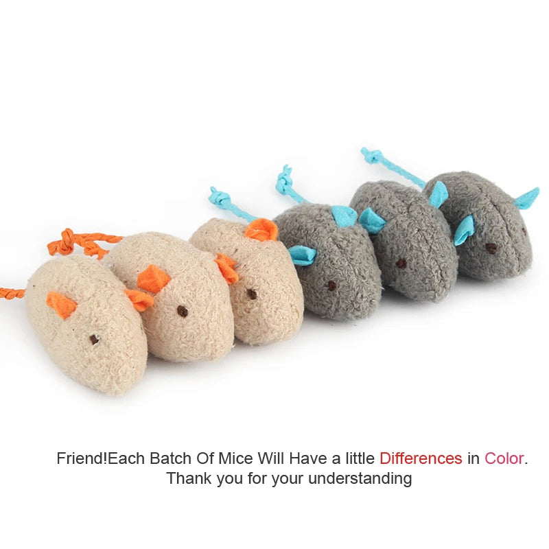 6-Pack Catnip Plush Mouse Toys for Cats & Kittens, 2.2 in (5.5 cm) Interactive Catnip Mice – Mixed Colors