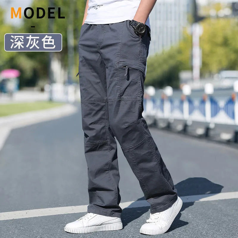 Men's Cotton Cargo Pants – Casual Work Joggers with Pockets, Waist 29–46 in (74–117 cm) | Up to 6XL