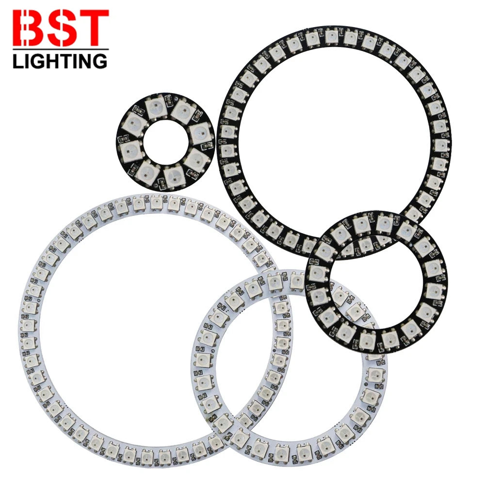 WS2812B RGB LED Pixel Ring - Individually Addressable 8/16/24/35/45-LED DC 5V