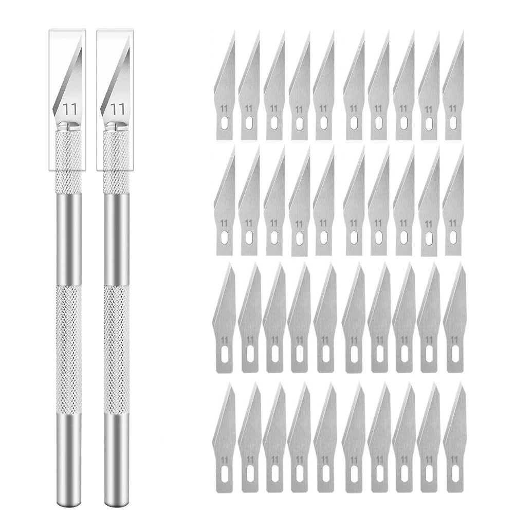 Non-Slip Metal Engraving Craft Knife Kit with #11 Blades — Precision PCB & Mobile Phone Repair Tool (10 or 40 pcs)