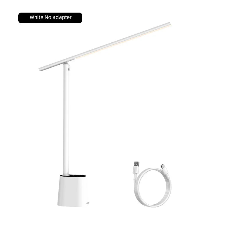 LED Eye-Protection Desk Lamp, Dimmable Foldable Rechargeable Touch Table Lamp with Adaptive Brightness for Office & Bedside Reading