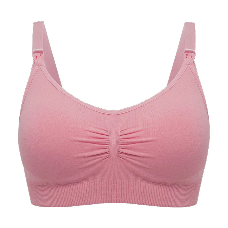 Plus Size Nursing Bra Breathable Seamless Maternity Breastfeeding Bra Wire-Free with Removable Pads