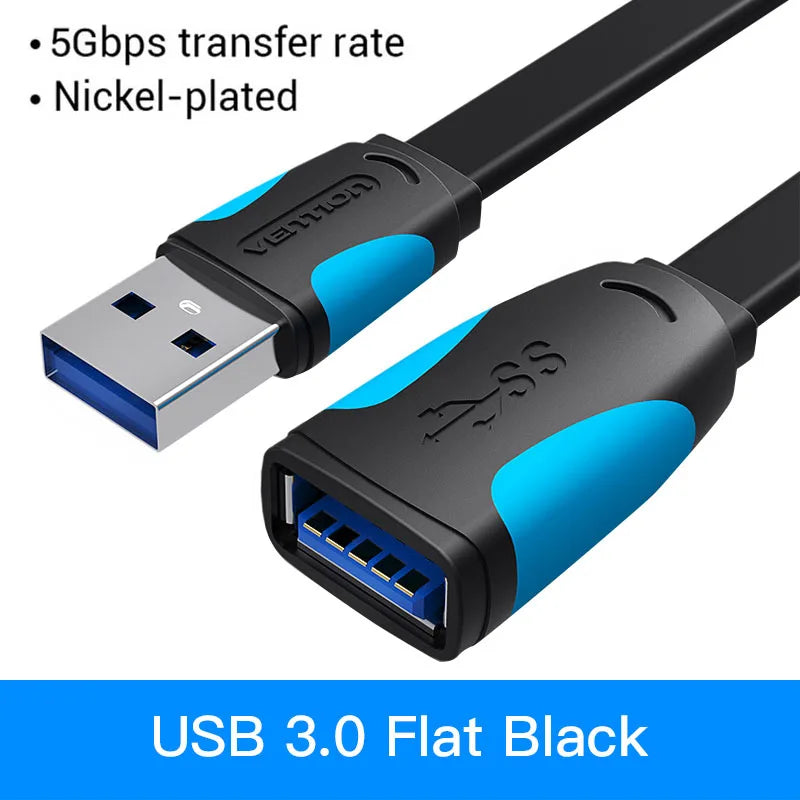 USB A Male to A Female Extension Cable - High-Speed USB 3.0/2.0, 0.5-3m (1.6-9.8 ft), Flat & Round