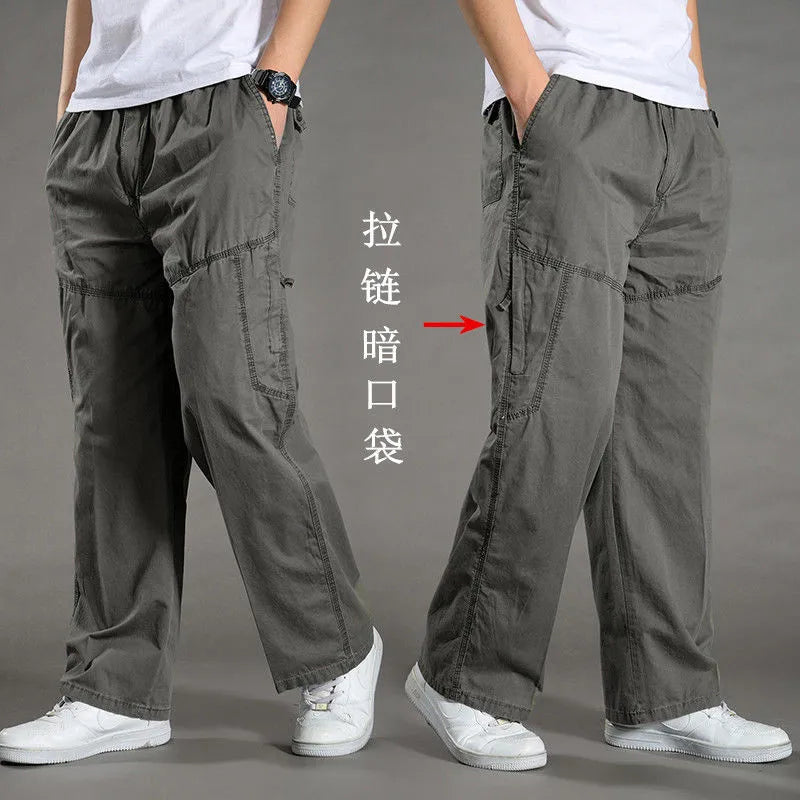 Men's Cotton Cargo Pants – Casual Work Joggers with Pockets, Waist 29–46 in (74–117 cm) | Up to 6XL