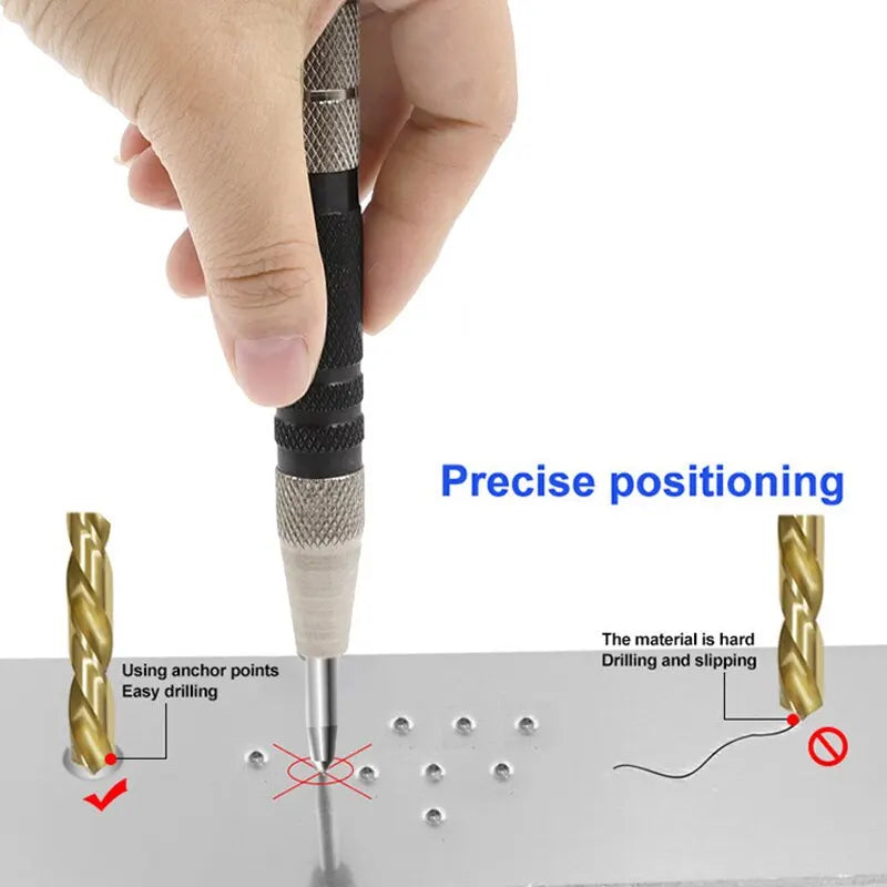 2-Pack Spring-Loaded Automatic Center Punch 128mm (5.04 in) — Glass Striker & Window Breaker Tool