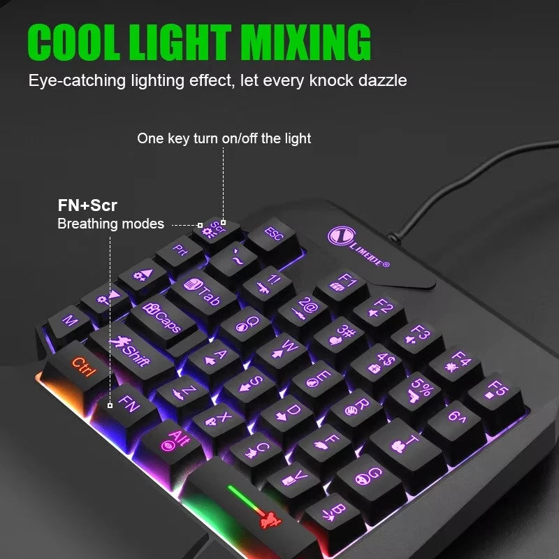 35-Key One-Handed Mini Gaming Keyboard USB Wired Ultra-Slim Backlit for PC Laptop Smartphone