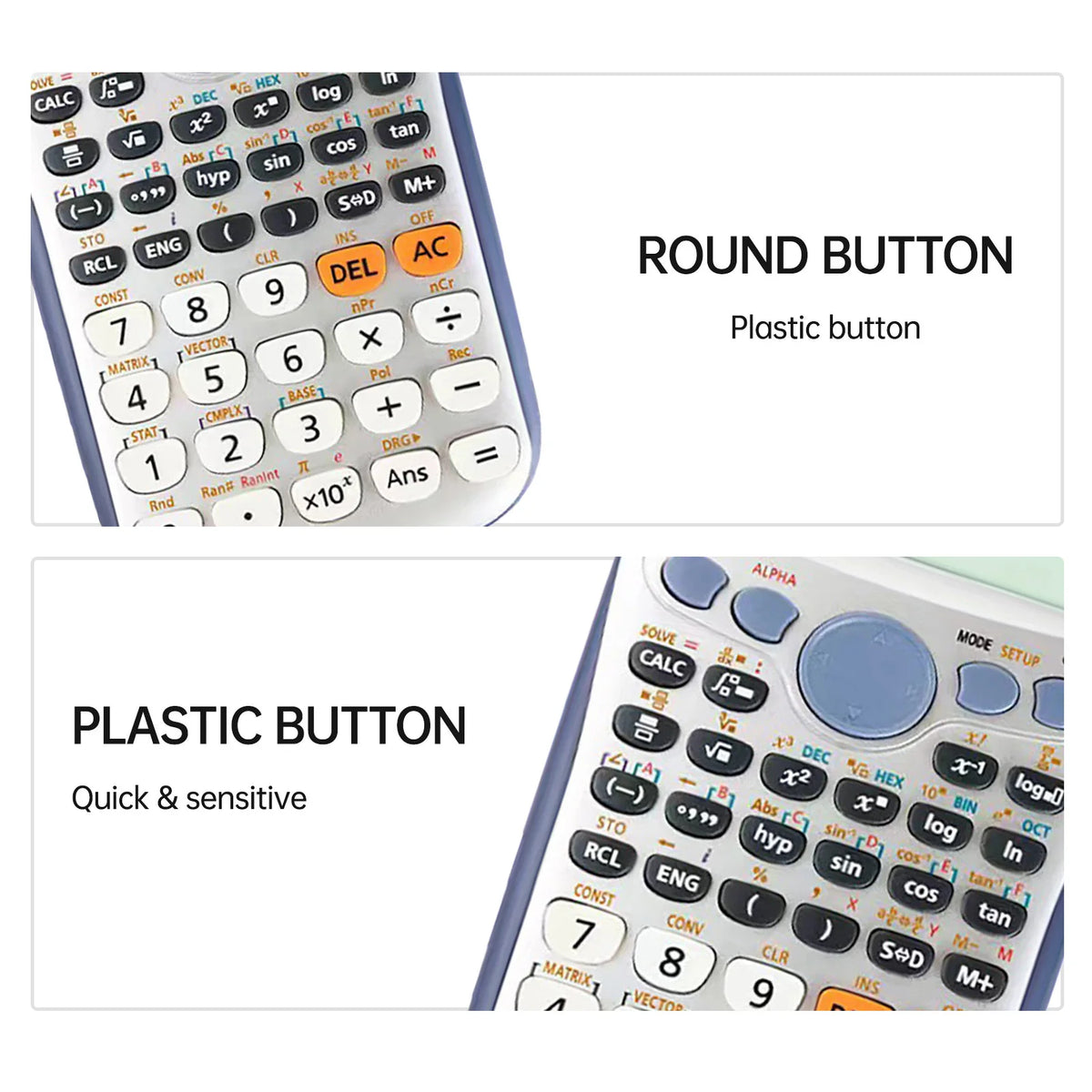 Scientific Calculator 417 Functions 10+2 Digit Display Dual Solar and Battery Power Portable for Students & Teachers