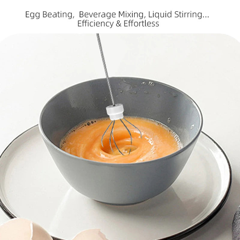 Wireless Electric Milk Frother & Egg Beater — USB-C Rechargeable Handheld Coffee Whisk, 3-Speed Mini Foam Maker