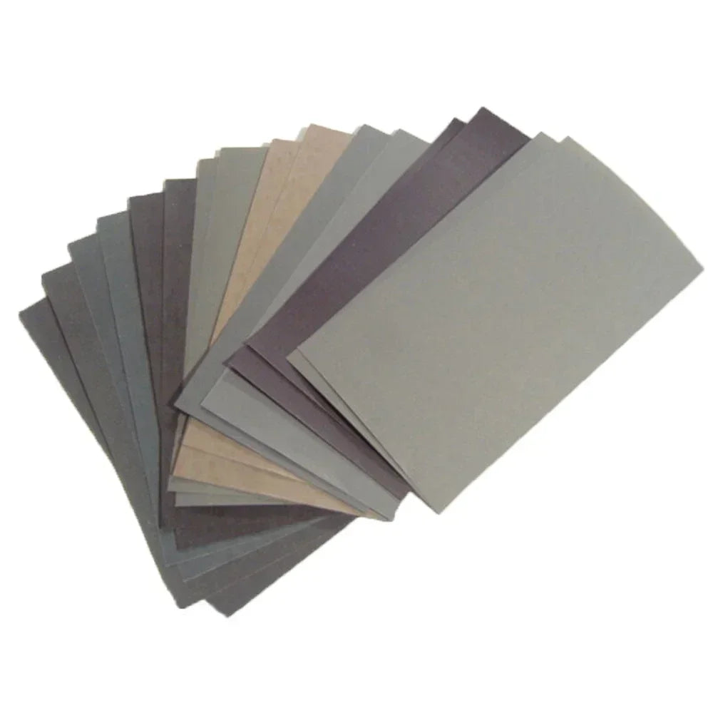 15-Pack Wet/Dry Sandpaper Set – Silicon Carbide Abrasive Sheets, Grits 400–3000