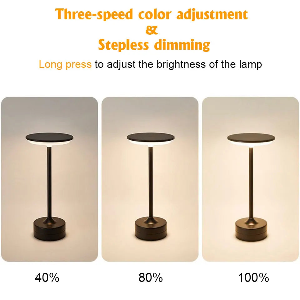 LED Touch Table Lamp USB Rechargeable Dimmable Color-Changing Night Light, Portable Desk Lamp for Bedroom Reading Restaurant Bar