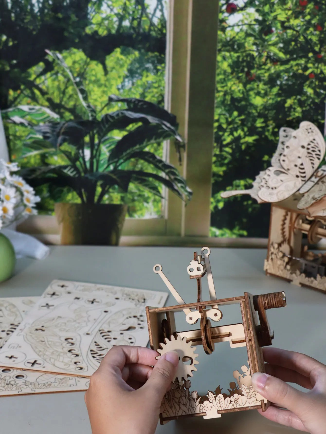 3D Wooden Butterfly Music Box DIY Puzzle You Are My Sunshine Handmade Model Kit Gift for Teens & Adults