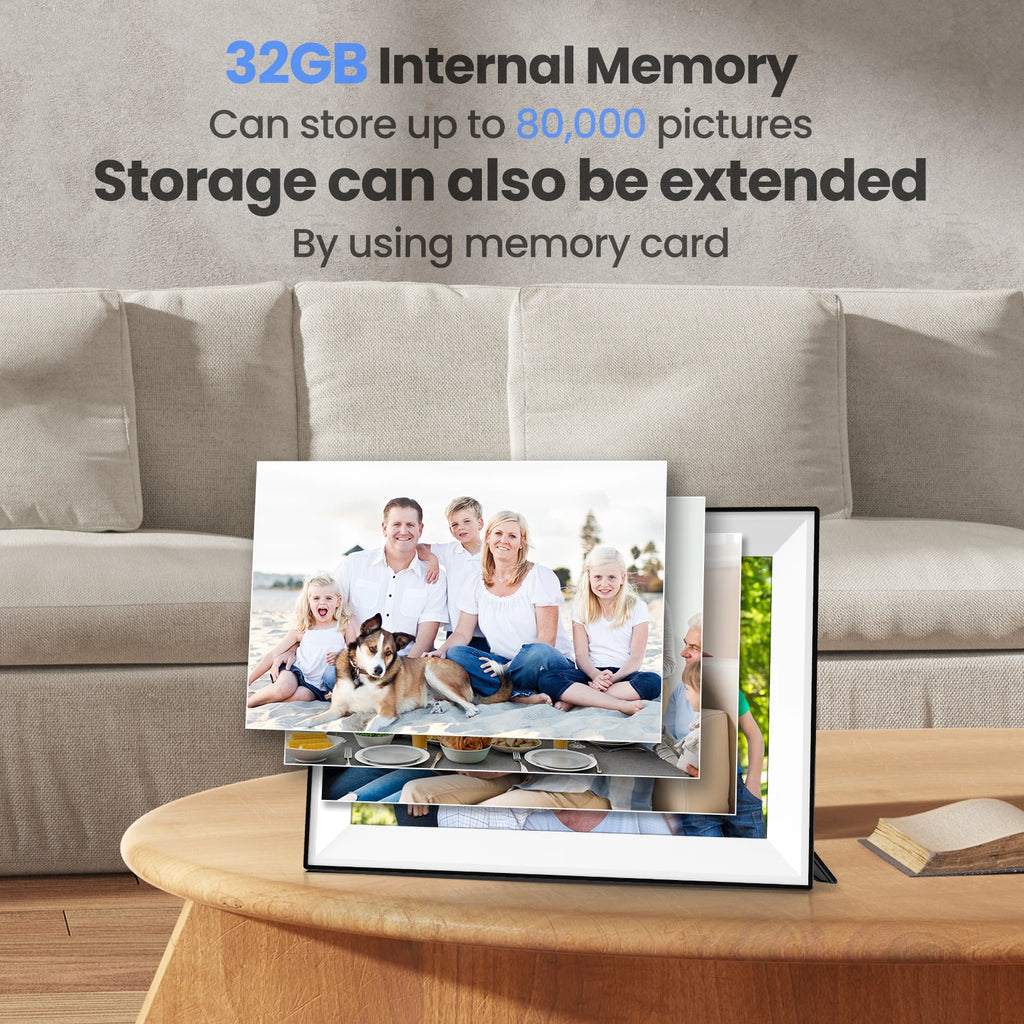 10.1-Inch (25.7 cm) WiFi Digital Picture Frame 1280x800 HD IPS Touchscreen, 32GB Memory, Auto-Rotate