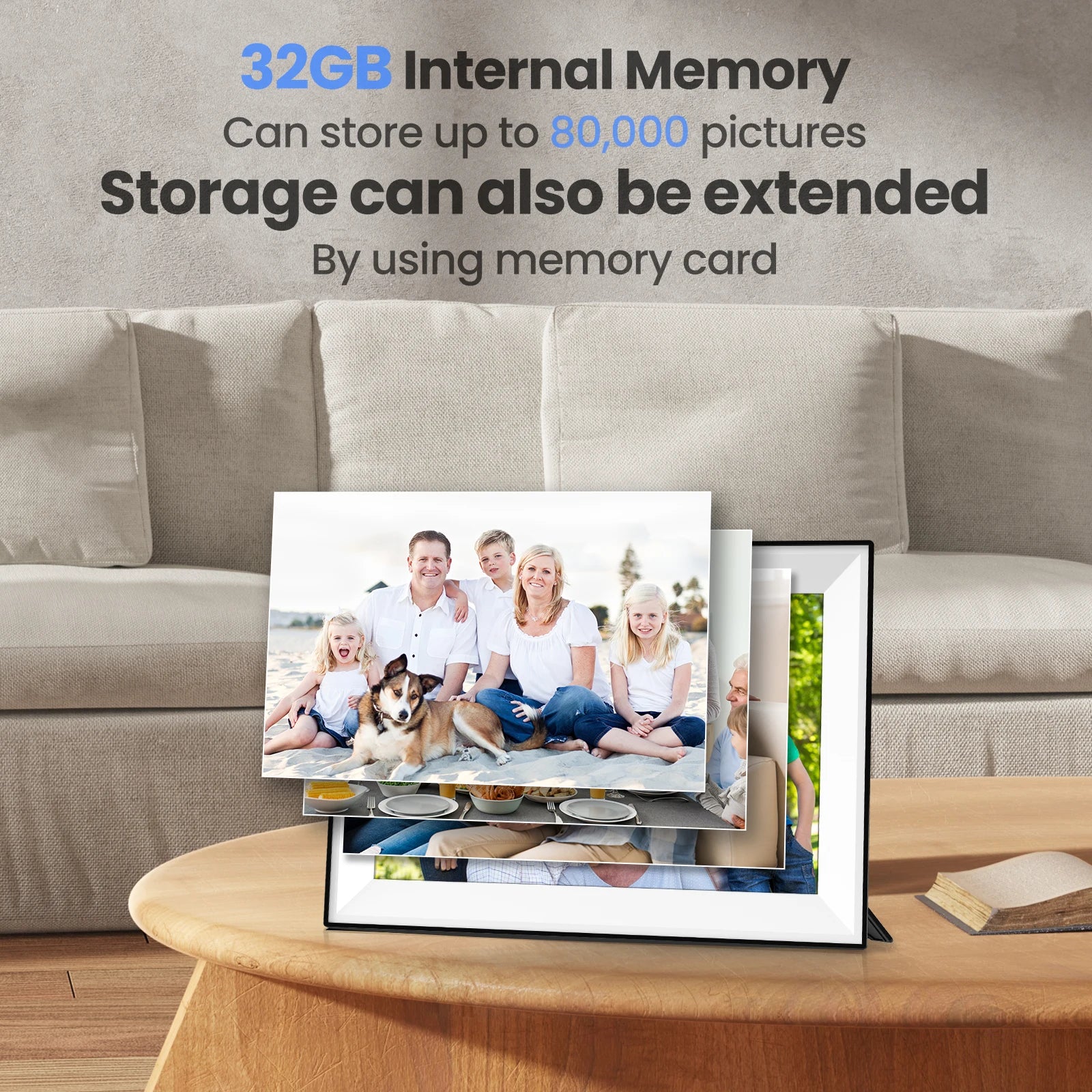 10.1-Inch (25.7 cm) WiFi Digital Picture Frame 1280x800 HD IPS Touchscreen, 32GB Memory, Auto-Rotate