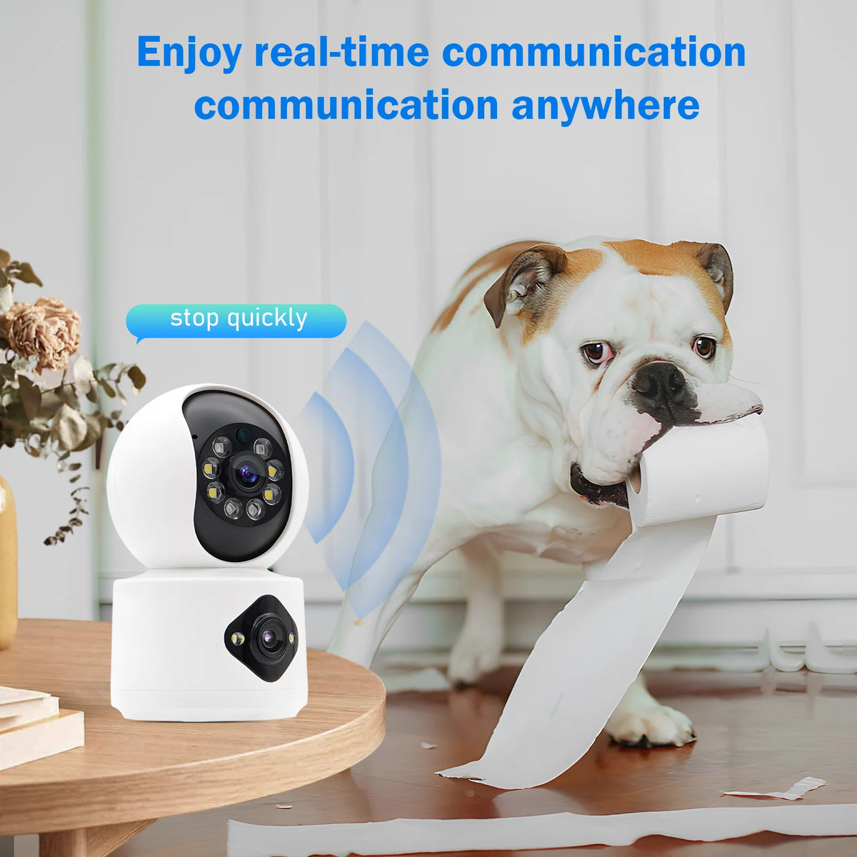 4MP WiFi 360° Dual-Lens Mini Security Camera - Indoor Baby Monitor Webcam