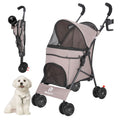 4-Wheel Pet Stroller for Dogs & Cats with Rotating Front Wheels, Brakes and Storage for Travel & Outdoor