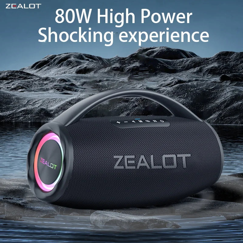 80W Portable Bluetooth Speaker 16000mAh Waterproof TWS Subwoofer with USB/TF/AUX and RGB Light