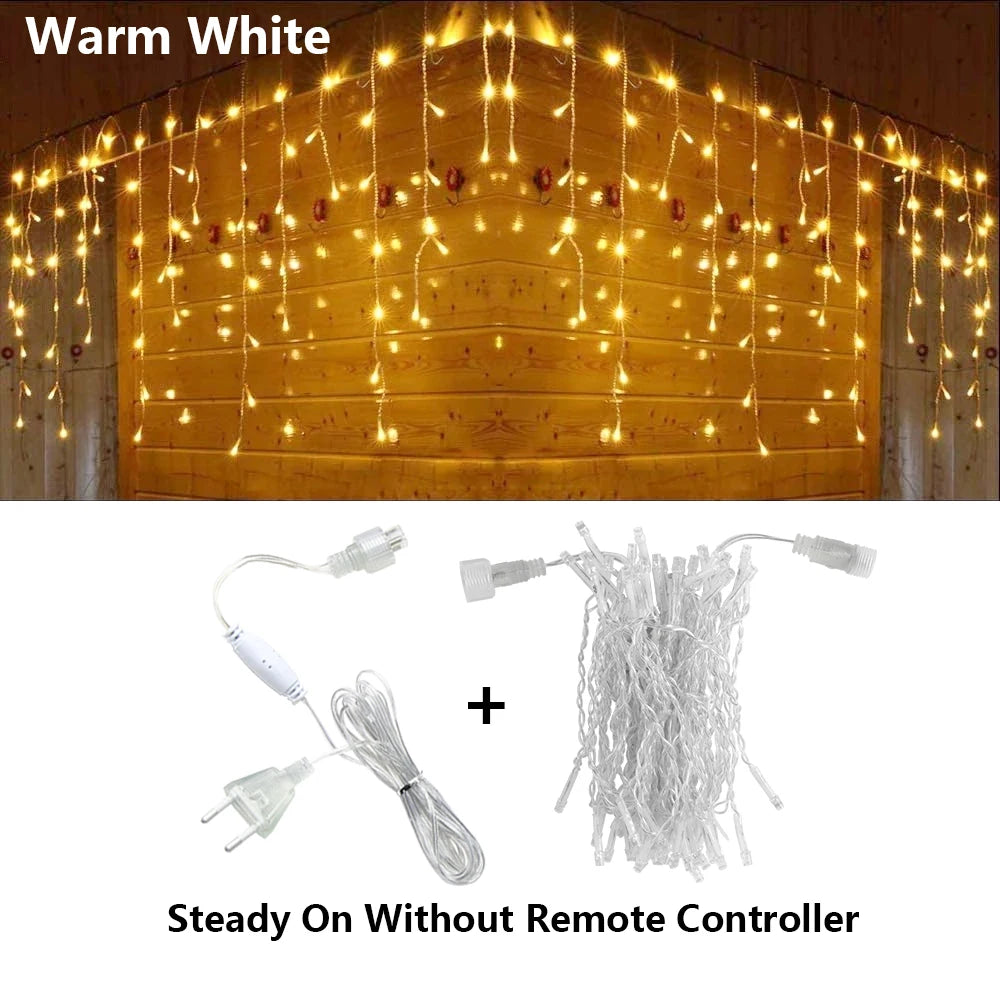 LED Icicle Curtain Fairy Lights – 3.5m to 40m (11.5–131 ft) Waterproof String Lights for Christmas, Wedding & Party Indoor Outdoor