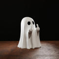 Funny Middle Finger Ghost Statue - Small Rude Ghost Figurine for Halloween Coffee Table and Shelf Decor