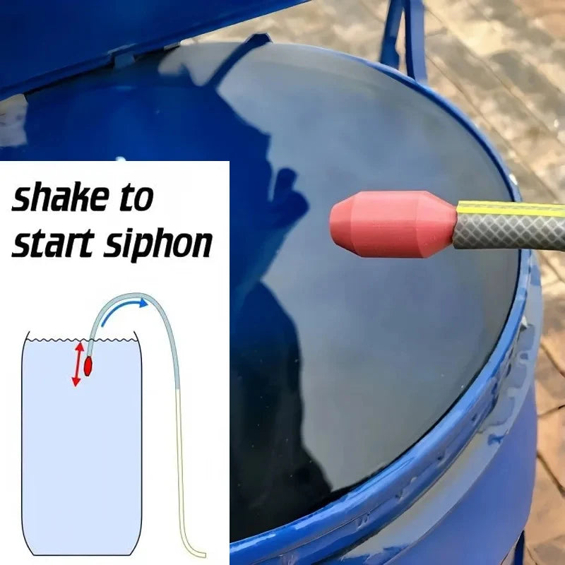 Self-Priming Shake Siphon Pump - Manual Water Transfer & Hose Drainage Tool for Garden, Patio, Marine & Auto