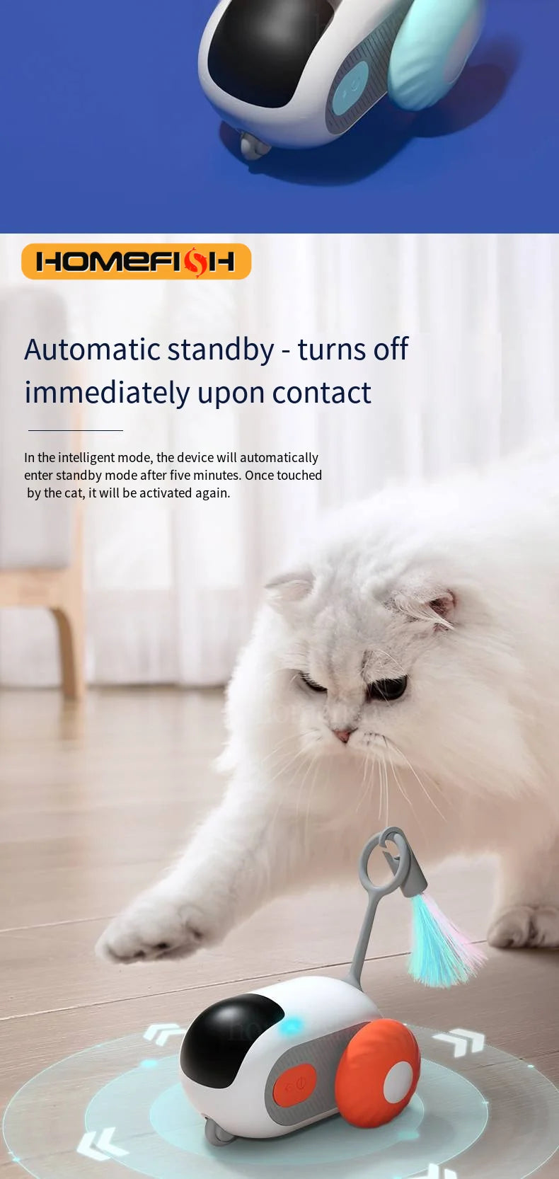 Interactive Remote Control Cat Toy Car – 2 Modes Automatic Moving Toy for Cats and Small Dogs, Kitten Training