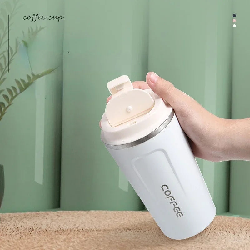 Stainless Steel Vacuum Travel Mug 380ml (12.8oz) & 510ml (17.2oz) Leakproof Thermos for Coffee and Water