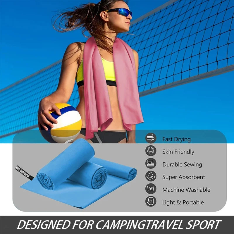 Microfiber Quick-Dry Sports Towel 80 x 160 cm (31.5 x 63 in) – Super Absorbent Gym, Yoga, Beach & Camping Towel