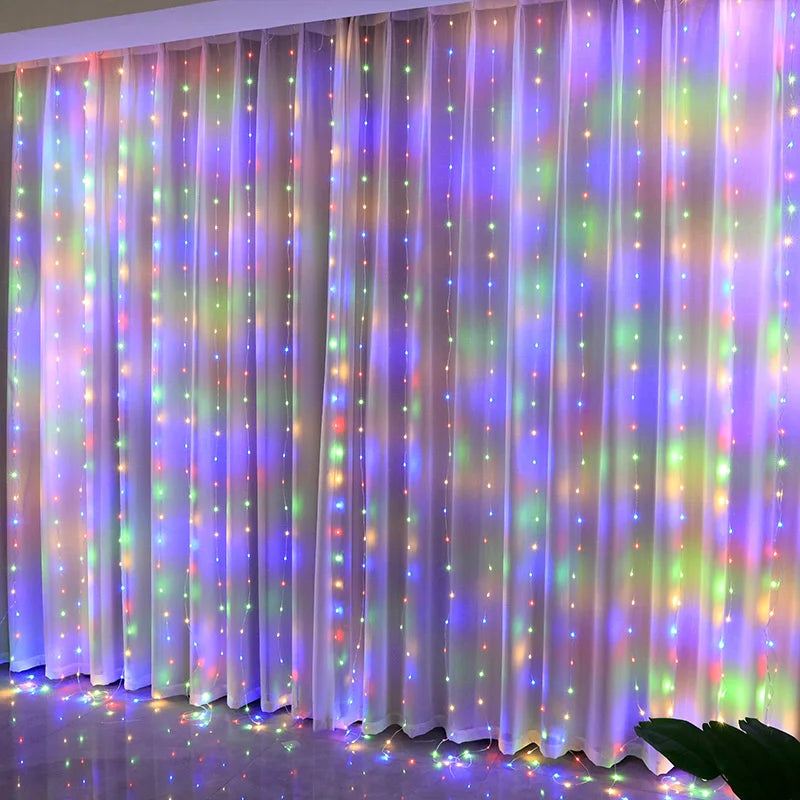 LED Fairy Curtain String Lights with Remote USB — 8 Modes Copper Wire 100–300 LEDs Holiday & Christmas Decor