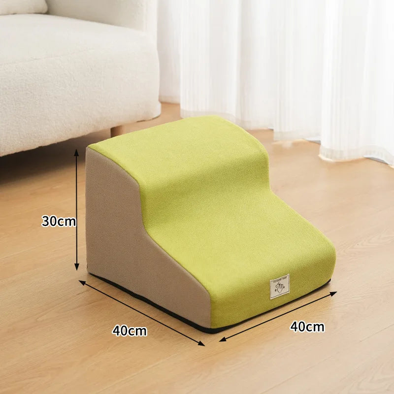 2- or 3-Step Pet Stairs for Dogs & Cats — Removable Washable Non-Slip Ramp for Sofa & Bed, PU Velvet Foam Pet Steps for Small & Senior Pets