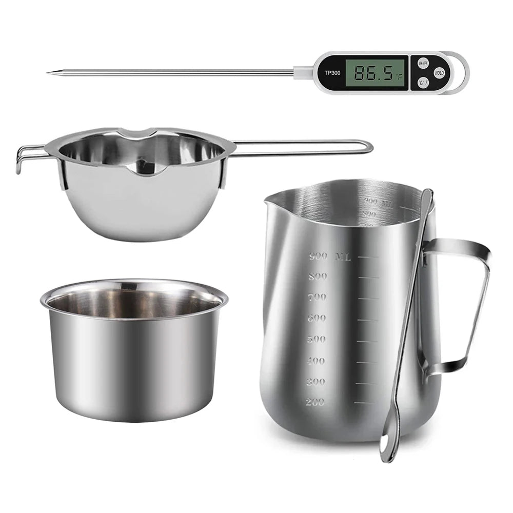 Stainless Steel Double Boiler Wax Melting Pot – Candle Making DIY Starter Kit (600ml/20oz & 900ml/30oz Options)