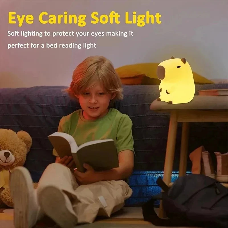 Capybara Silicone Night Light — Cute Cartoon LED Bedside Lamp for Kids, Nursery & Gifts