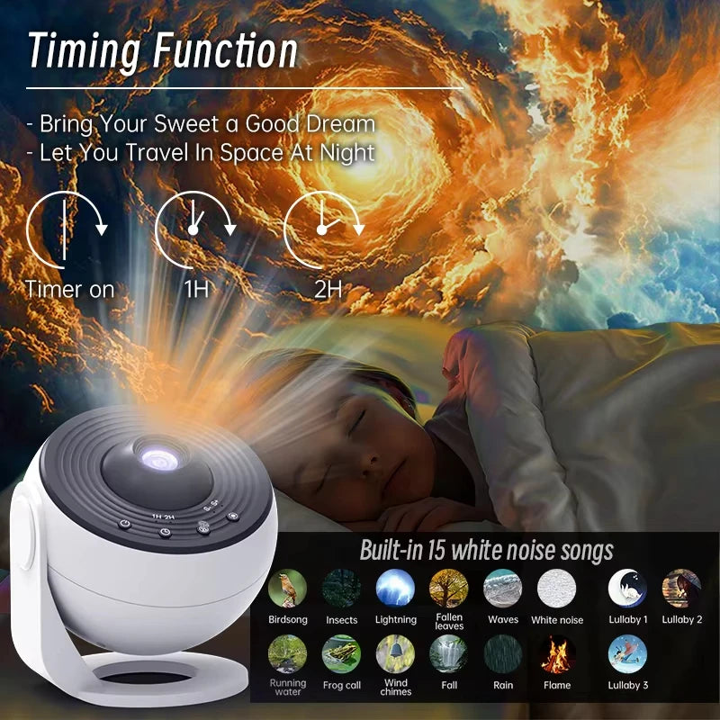 Galaxy Projector 5-in-1 Star Projector Night Light with Bluetooth Speaker & White Noise for Kids & Adults