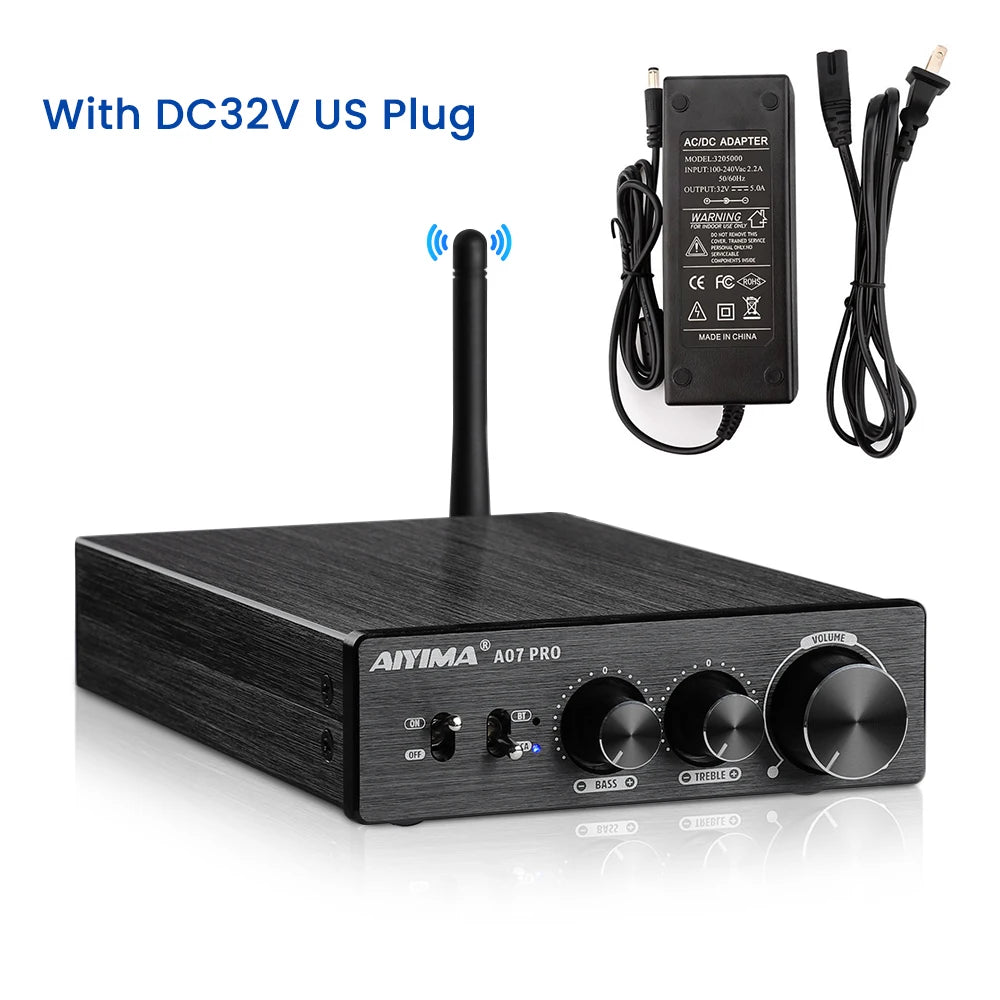 300W x2 Class D Hi‑Fi Stereo Power Amplifier with Bluetooth 5.2 AptX and RCA Inputs for Home Speakers