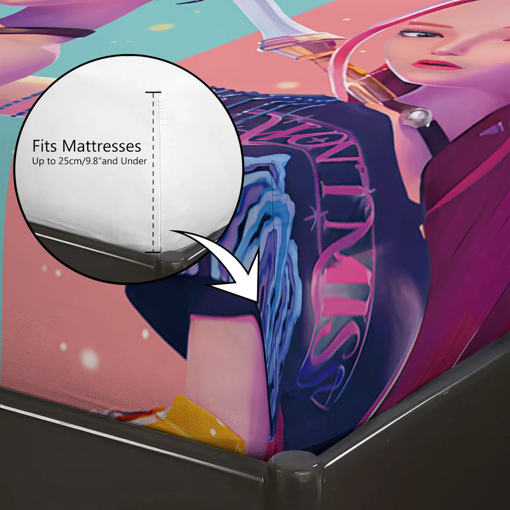 3-Piece K-Pop Demon Hunters Printed Bedding Set – Polyester Cotton, Machine Washable, Multi-Size