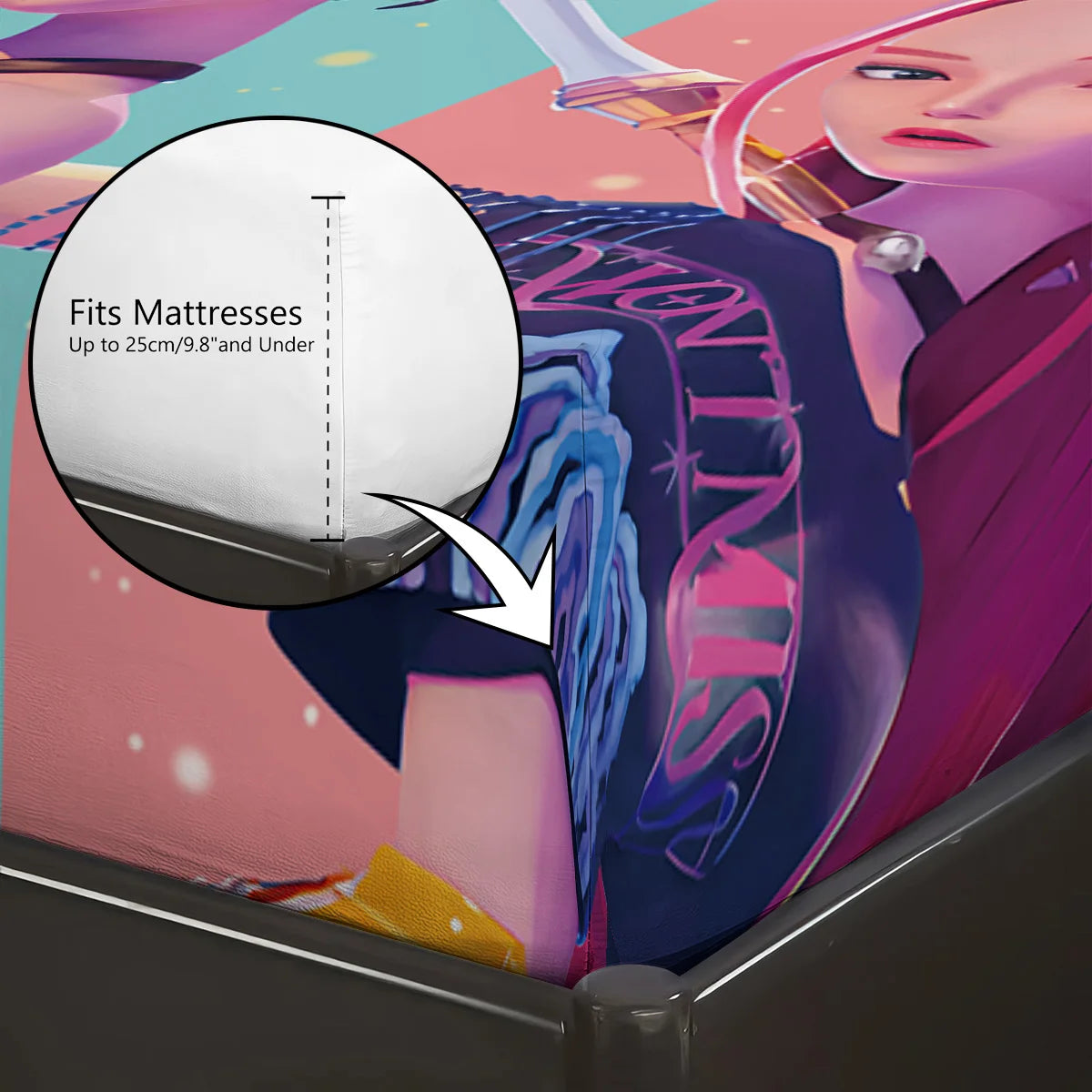 3-Piece K-Pop Demon Hunters Printed Bedding Set – Polyester Cotton, Machine Washable, Multi-Size