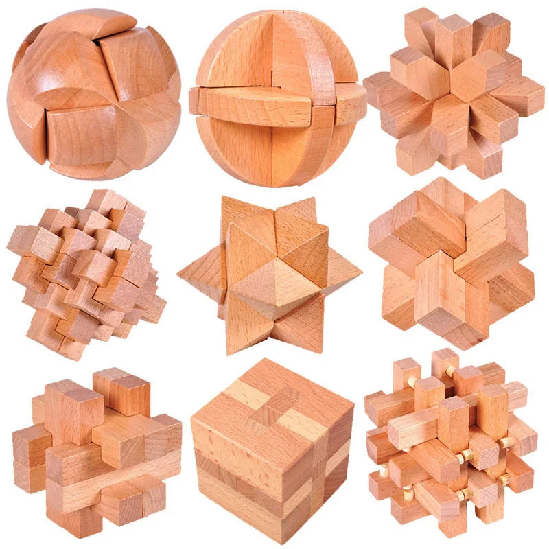 Wooden Lu Ban Brain Teaser 3D Puzzle – Educational Logic Game for Kids & Adults