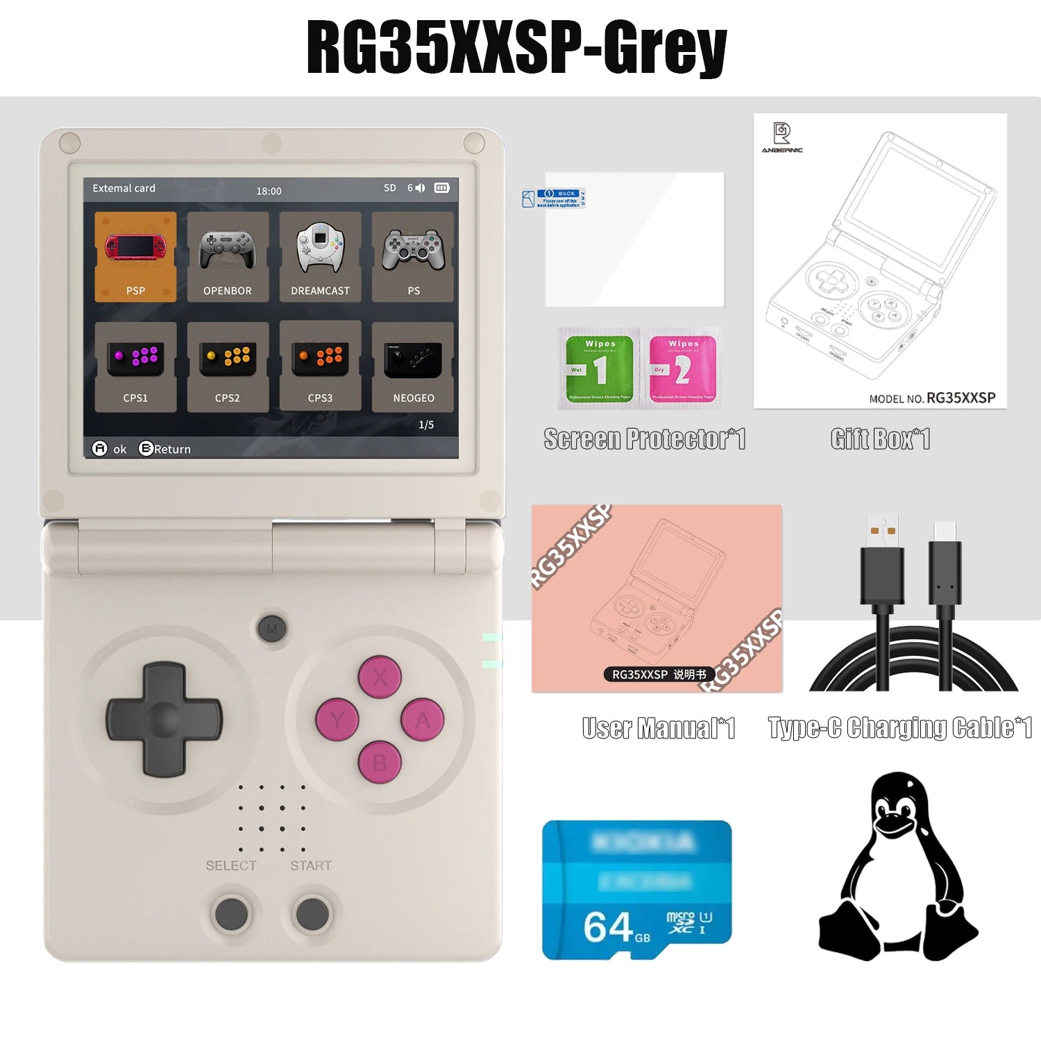 Retro Handheld Game Console - 3.5-inch (8.9 cm) IPS Screen, 3300mAh Battery, HDMI TV Out, Bluetooth 4.2, 5500+ Games